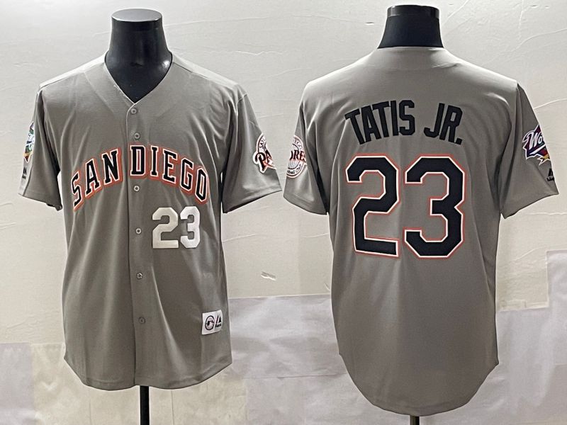 Men 2025 San Diego Padres #23 Tatis jr Grey Throwback Game Nike MLB Jersey style 5